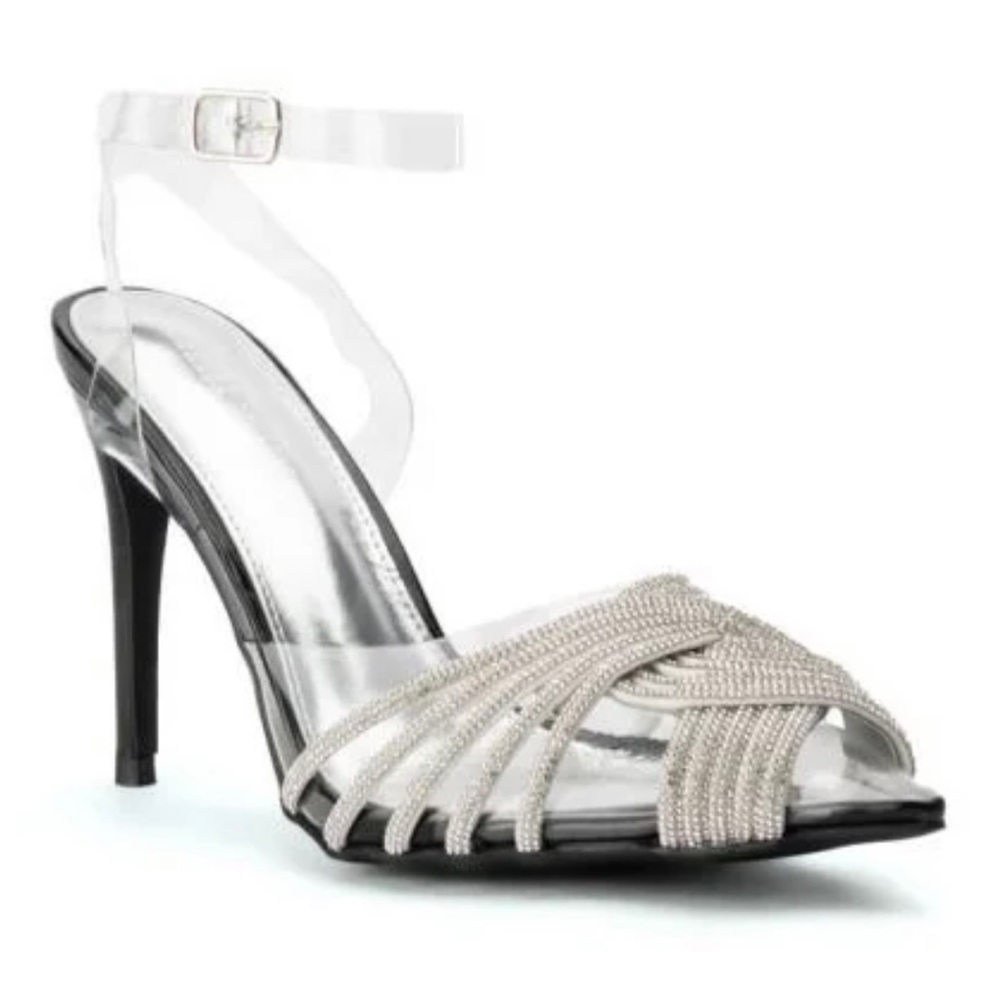 AZALEA WANG SILVER SCREEN BLING STILETTO PUMP IN BLACK